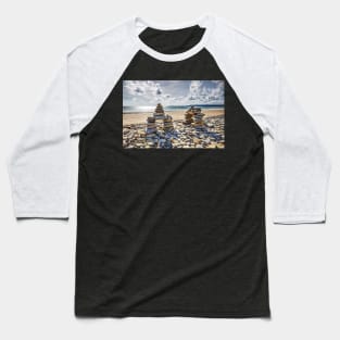 Rock Cairns On Amroth Beach, Wales Baseball T-Shirt